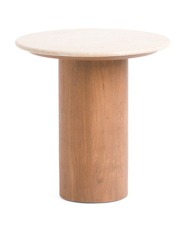 Wood And Travertine Table | TJ Maxx