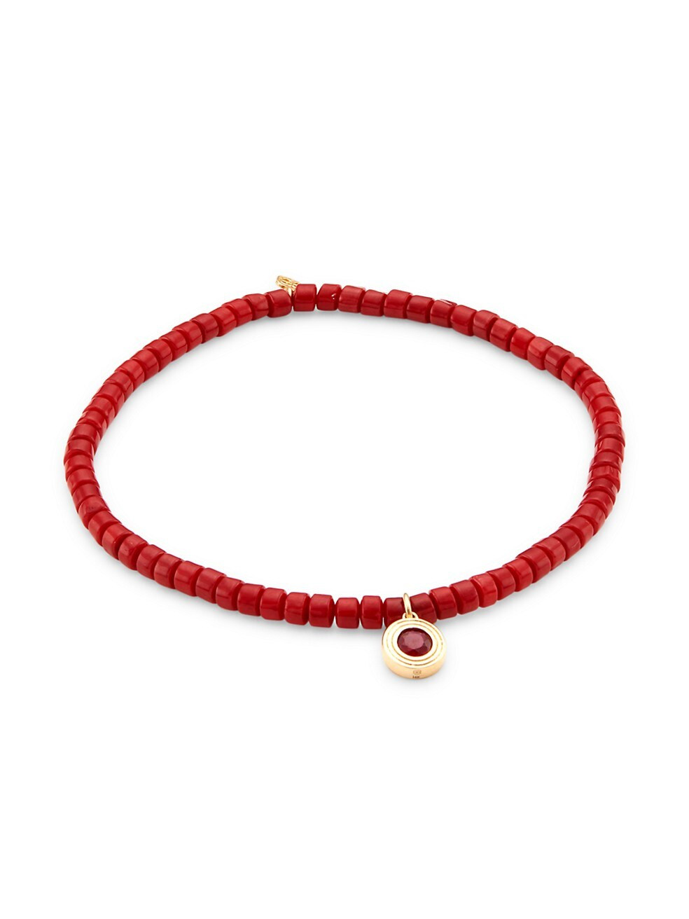 14K Yellow Gold, Heishi Bead, & Ruby Stretch Bracelet | Saks Fifth Avenue