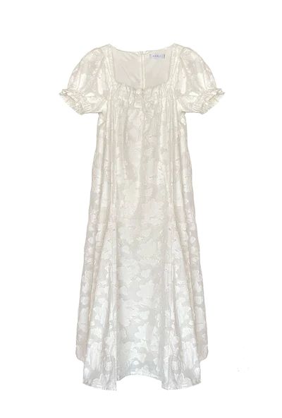 Puff Sleeve Midi Dress  - White | Shop BURU
