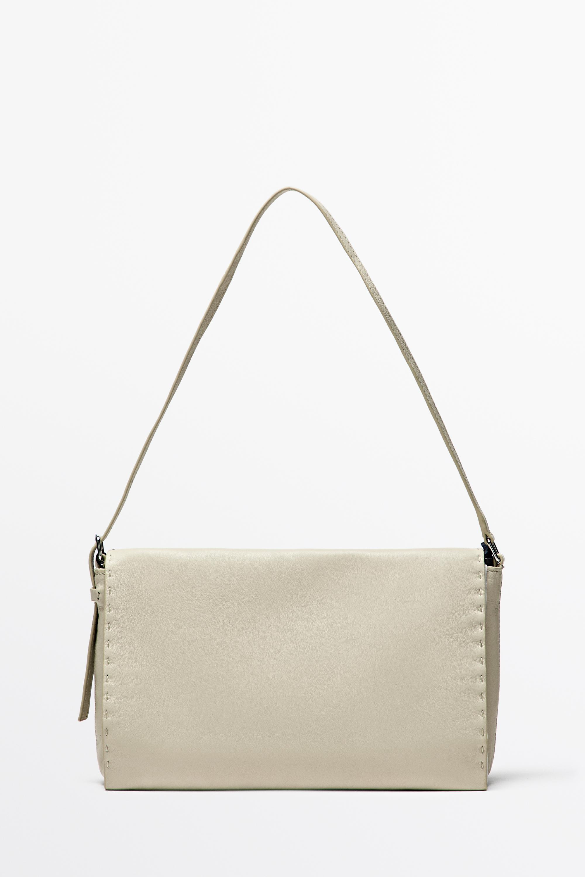 Nappa leather crossbody bag with topstitching | Massimo Dutti US