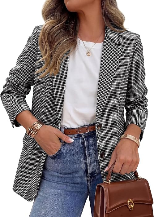 PRETTYGARDEN Fall Plaid Blazers for Women Business Casual | Amazon (US)
