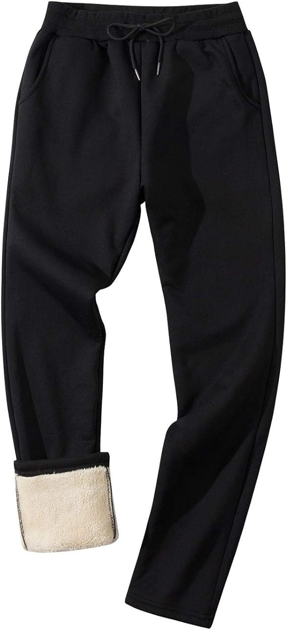 Gihuo Men's Winter Fleece Pants Sherpa Lined Sweatpants Active Running Jogger Pants | Amazon (US)