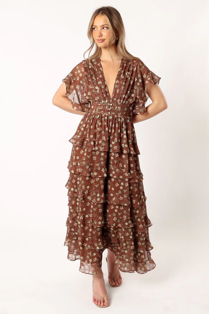 Rosa Tiered Maxi Dress - Brown | Petal & Pup (US)