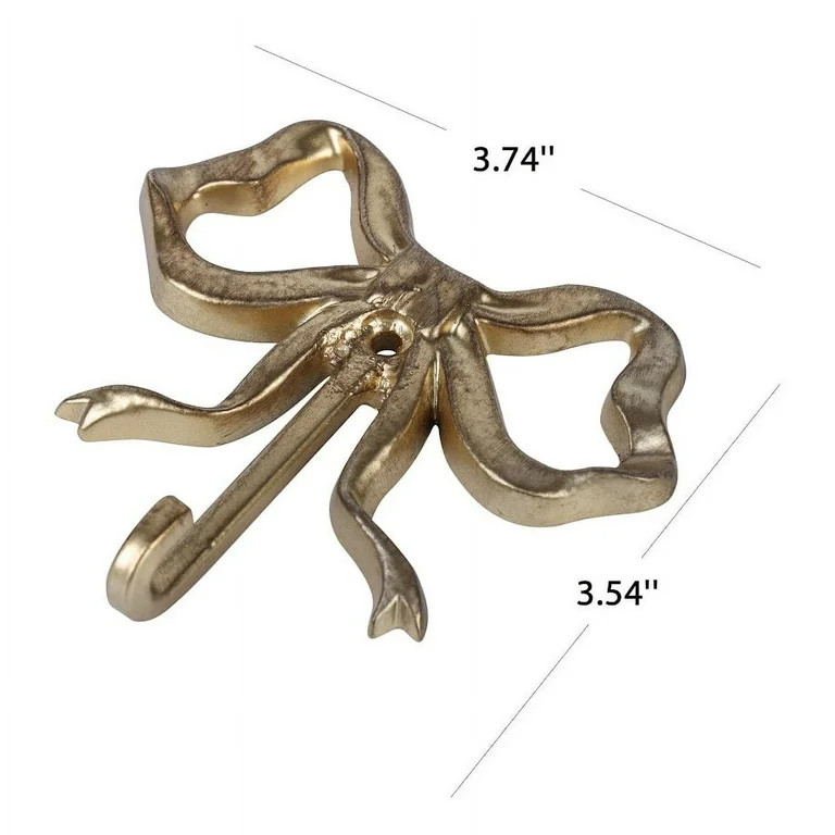 Home Decor Collection Sterling & Noble Home Gold Decorative Cast Iron Bow Shaped Indoor Wall Hook... | Walmart (US)