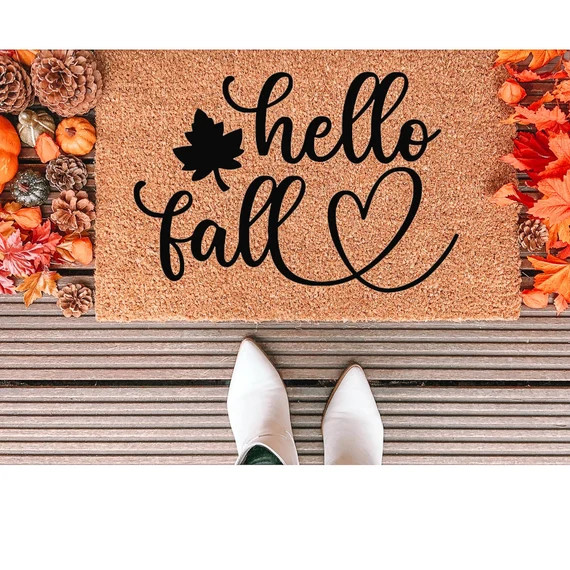Hello Fall Doormat Hello Fall Welcome Mat Fall Decor Fall | Etsy | Etsy (US)