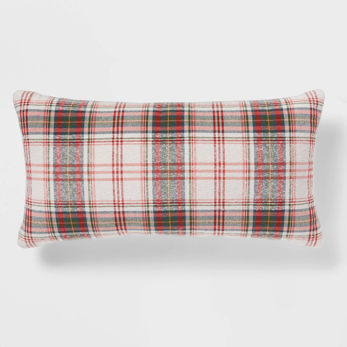 14"x26" Traditional Plaid Oversized Oblong Deco Pillow Ivory/Red/Green - Threshold™ | Target