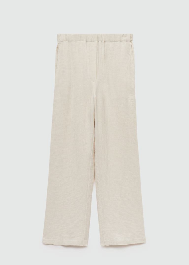 Cotton wideleg trousers | MANGO (UK)