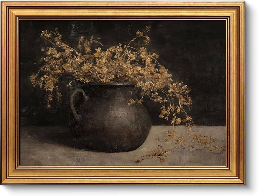 Gold Framed Vintage Wall Art for Room Decor Moody Floral Wall Dark Antique Plant Still Life Canva... | Amazon (CA)