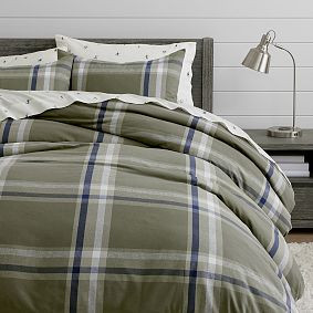 Xander Plaid Organic Flannel Duvet Cover | Pottery Barn Teen
