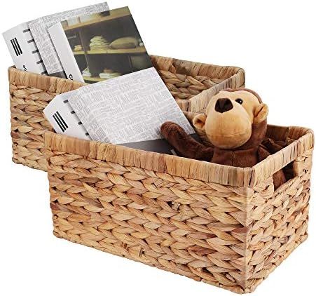 WJ eTrade Storage Baskets, Wicker Storage Baskets Bins, Water Hyacinth Hand-woven Baskets for Organi | Amazon (US)
