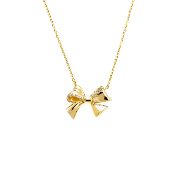 Pave Outlined Bow Tie Pendant Necklace | Adina Eden