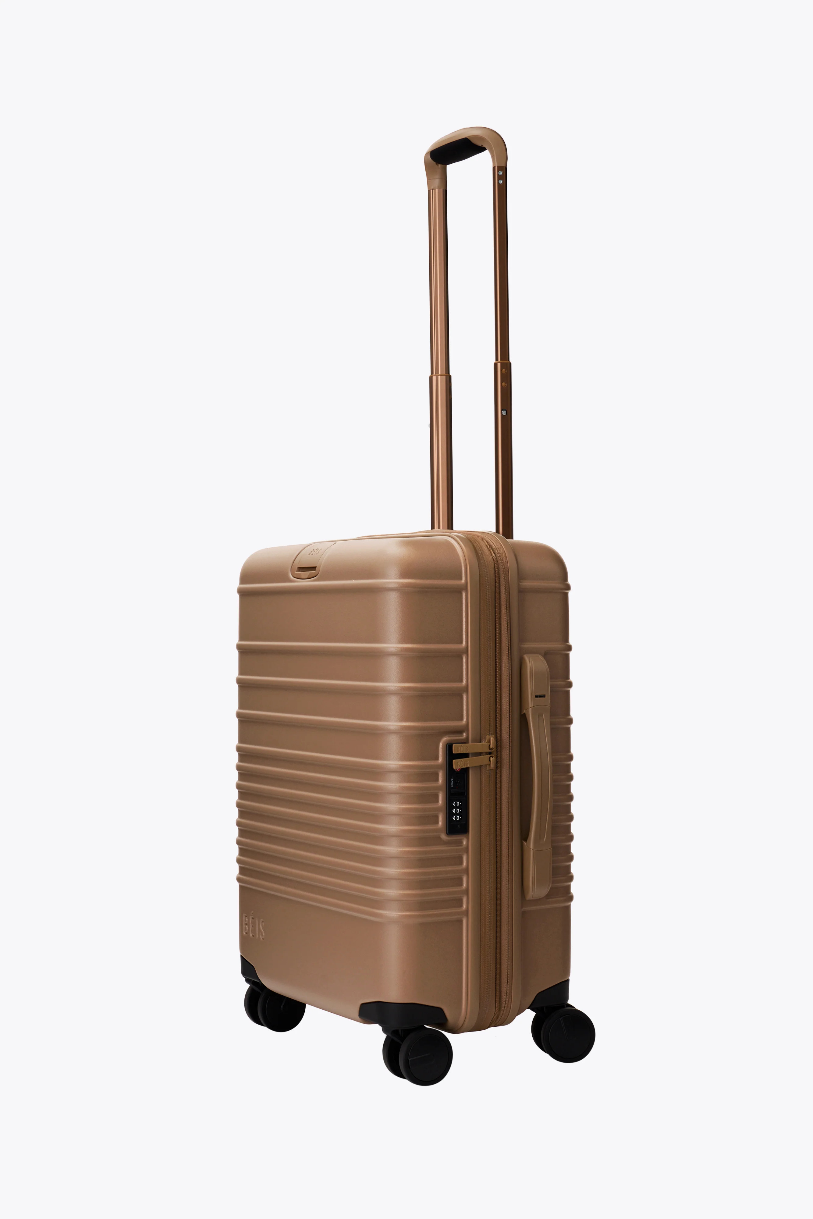 BÉIS 'The Carry-On Roller' in Camel - Carry On Rolling Suitcase & Luggage in Light Brown | BÉIS Travel