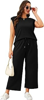SAMPEEL Two Piece Sets for Women Casual Travel Vacation Outfits Summer Wide Leg Crop Pants Lounge... | Amazon (US)