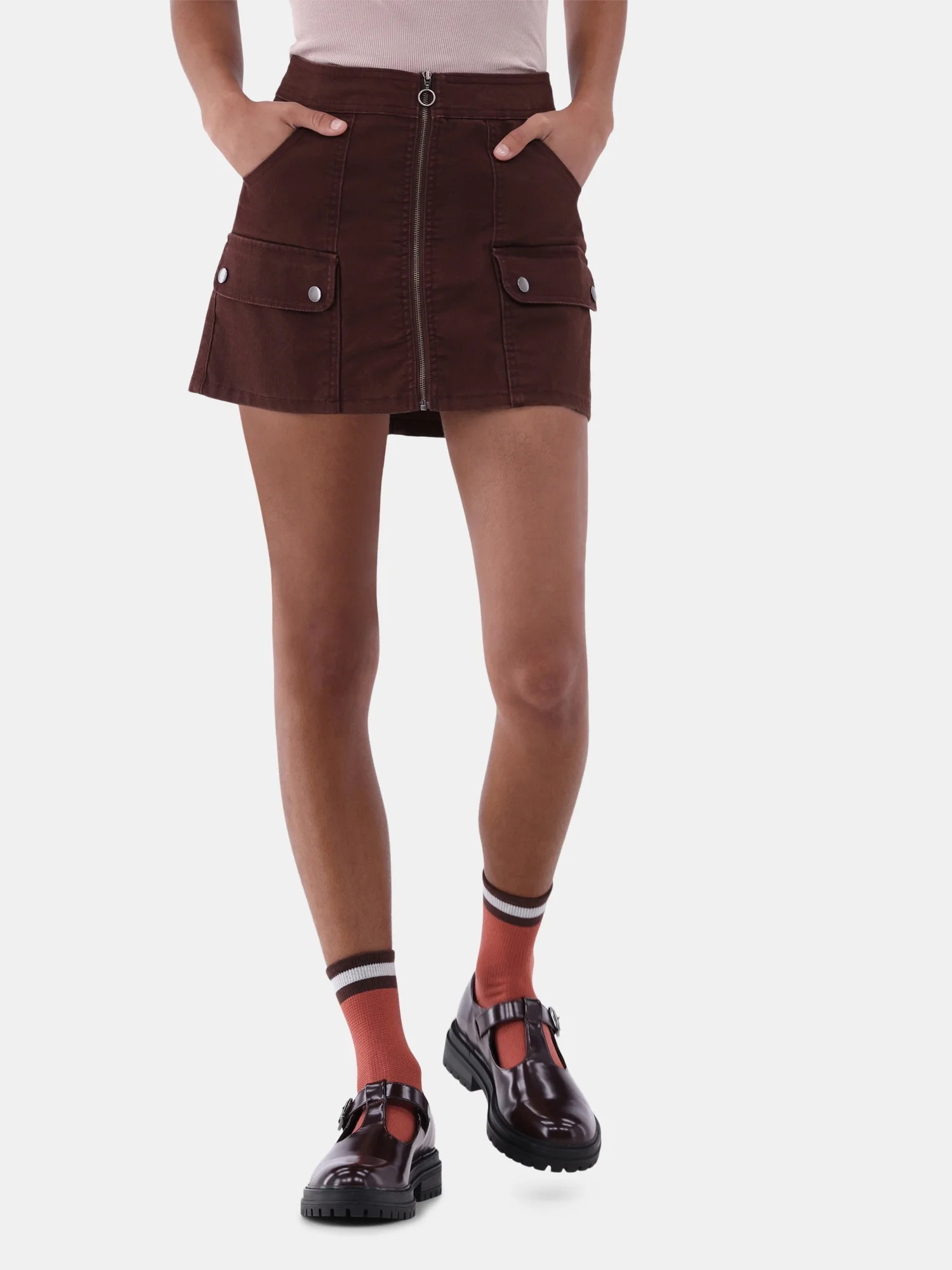 No Boundaries Zip Cargo Skirt, Women's - Walmart.com | Walmart (US)