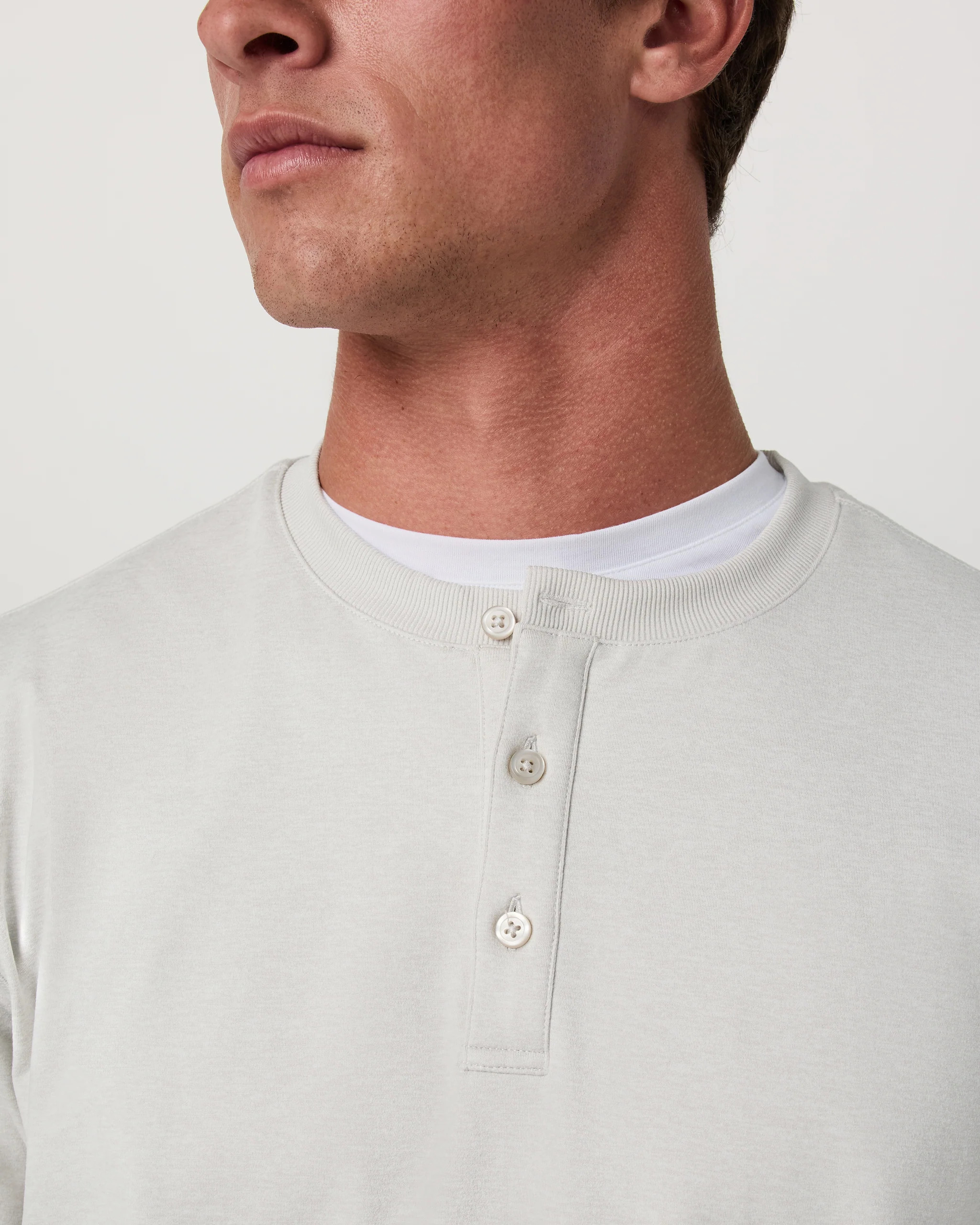 Men's Long Sleeve Coronado Henley - Relaxed | Salt Heather | Vuori | Vuori Clothing (US & Canada)