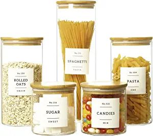Amazon.com: 5 Pcs Glass Food Storage Containers With 132 Pantry Labels Preprinted - Thicken(3mm) ... | Amazon (US)