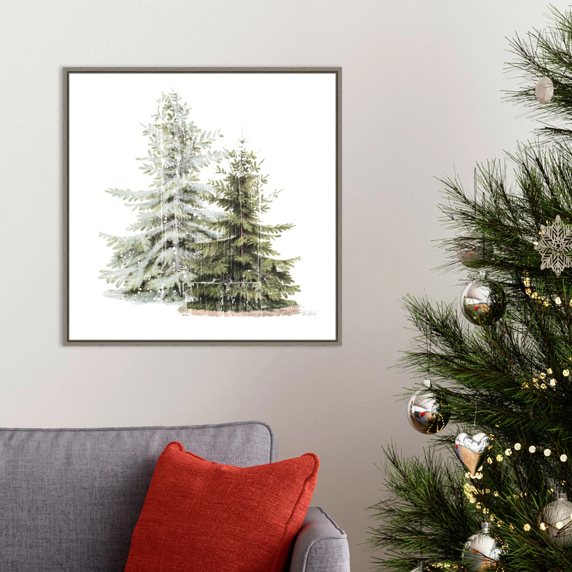 " Vintage Wooded Holiday Trees In Snow " by Katie Pertiet | Wayfair North America
