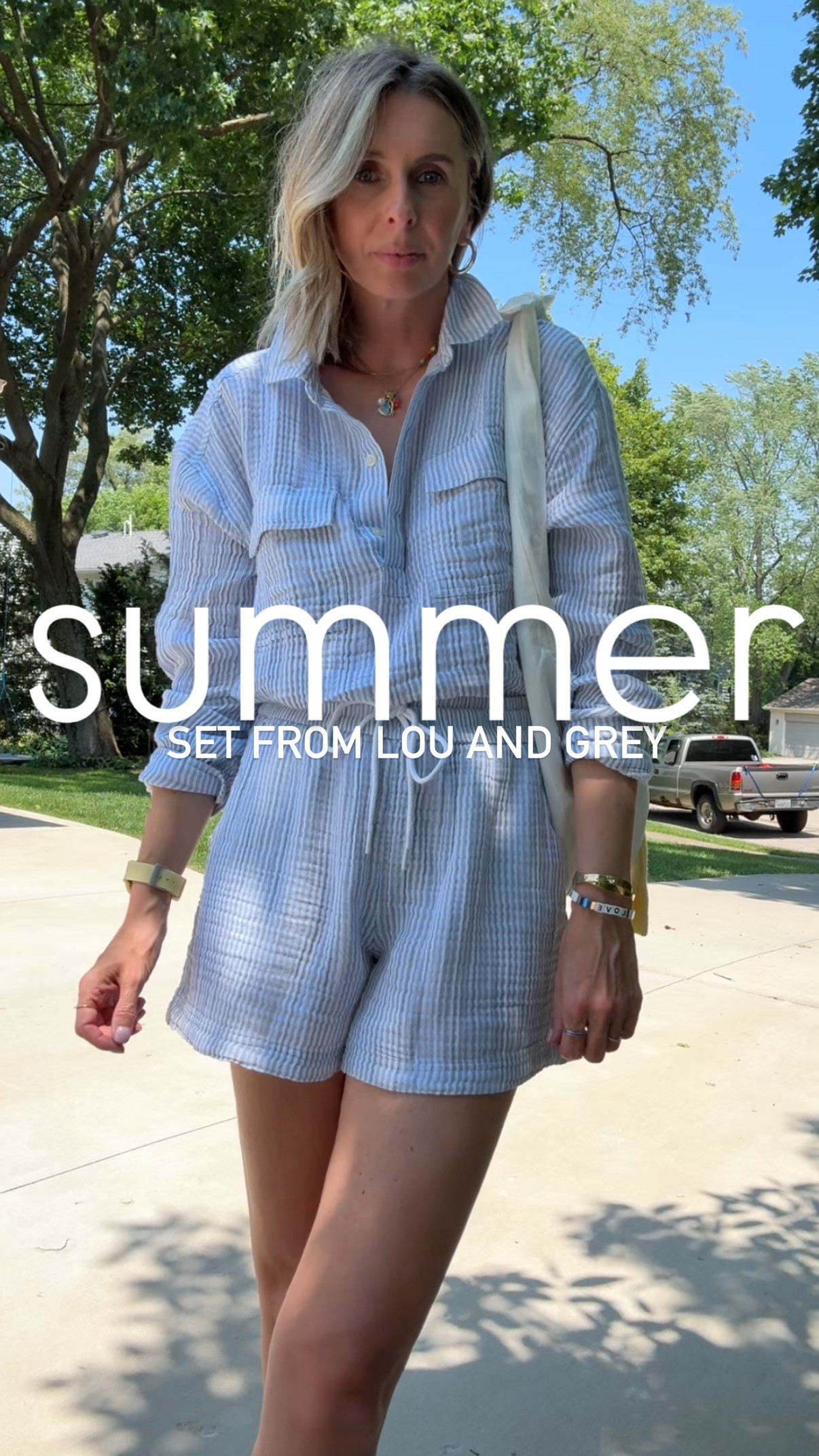 blue striped goodness. love this set and it’s 30% off today! feels so put together yet it’s very comfortable. 👌 

set: @loft (wearing medium in both)
necklace and sandals: @amazonfashion 
anklet @freepeople 
watch @the_horse 
bag and sweater: @targetstyle 



@houseofmagpye - let’s elevate your everyday looks! 💫

matching set. elevated set. summer set. anklet. lou and grey. hampton vibe. nautical vibes. effortless style. summer set. summer style. 


#effortlessstyle #styleover40 #affordablefashion #relatable #summerstyle #loftstyle #easyoutfits #fashionreelscreator #summeroutfits 

#LTKFindsUnder50 #LTKSummerEdit #LTKSaleAlert