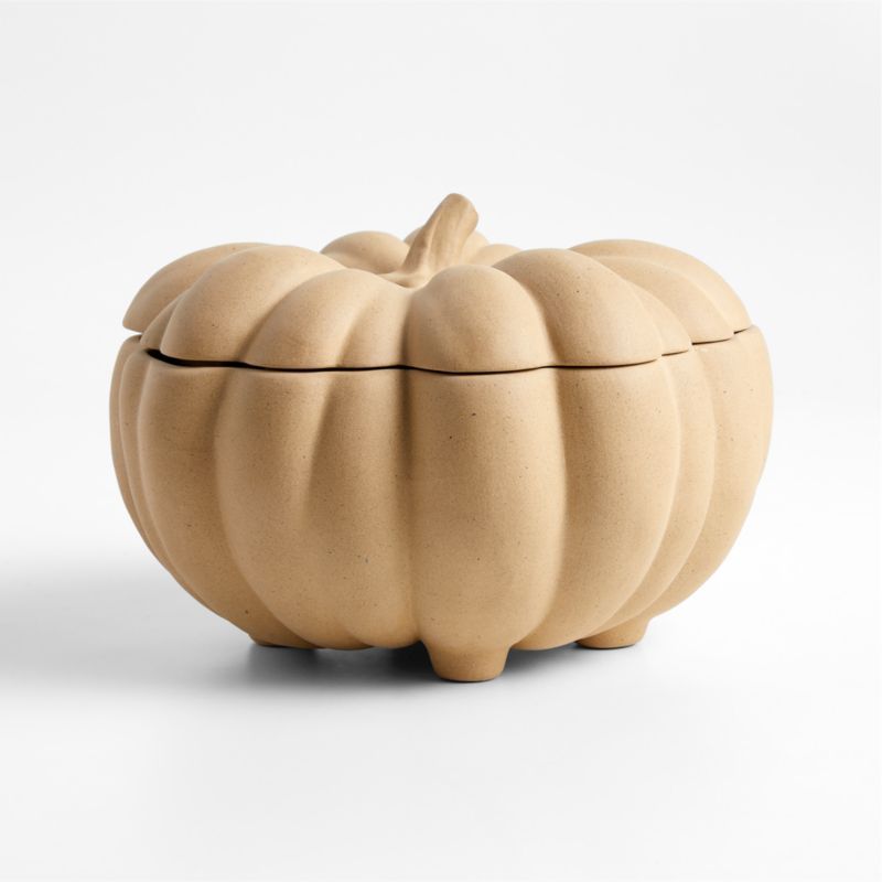 Marin Natural Recycled Lidded Pumpkin Server | Crate & Barrel | Crate & Barrel