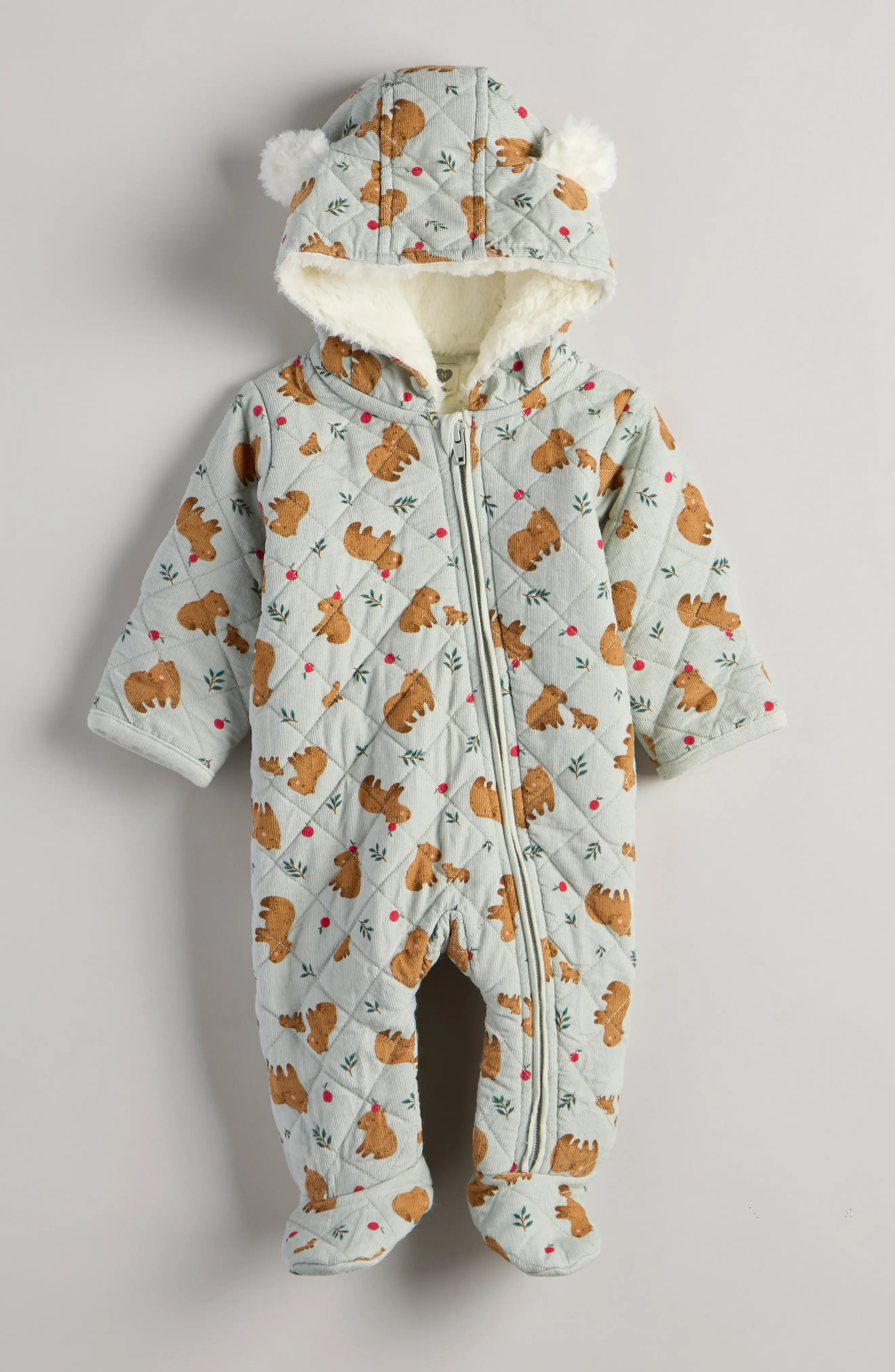 Ear Appliqu\u00e9 Quilted Faux Fur Lined Hooded Bunting (Men) | Nordstrom | Nordstrom