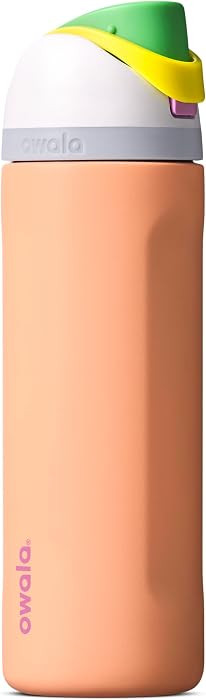 Owala FreeSip Insulated Stainless Steel Water Bottle with Straw, BPA-Free Sports Water Bottle, Great for Travel, 24 Oz, Peachy Keen | Amazon (US)