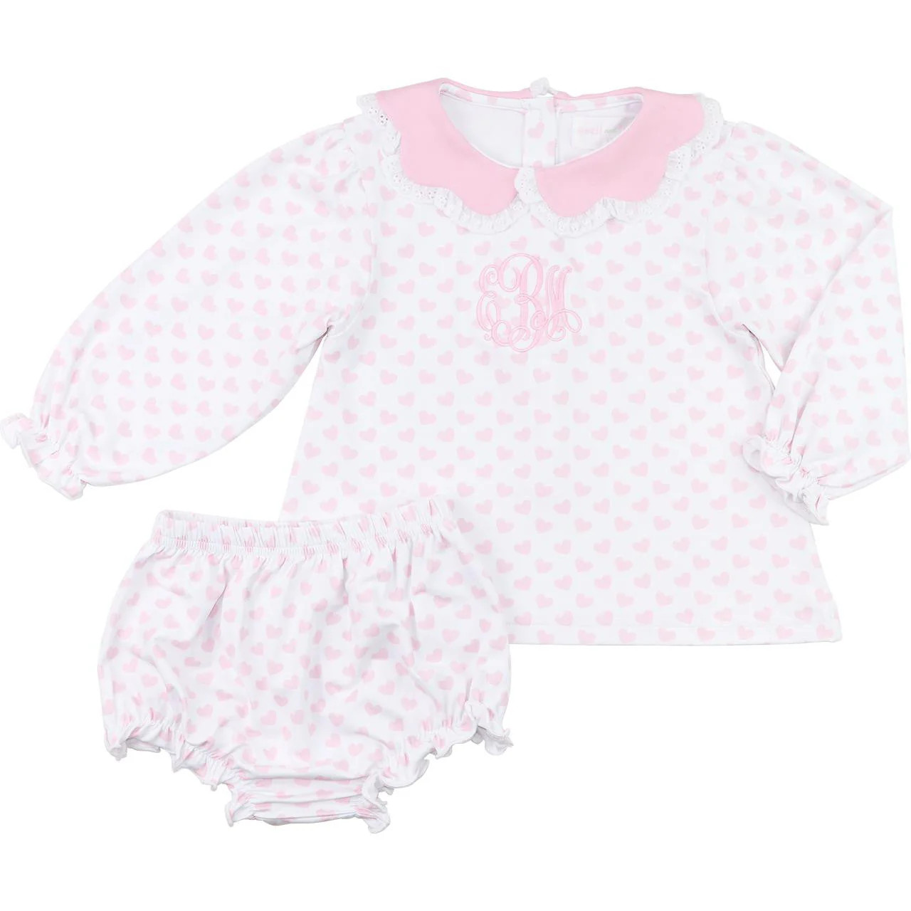 Pink Heart Knit Diaper Set | Cecil and Lou