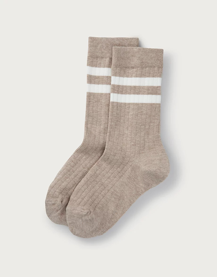 Organic Cotton Ribbed Stripe Socks | The White Company UK & ROW