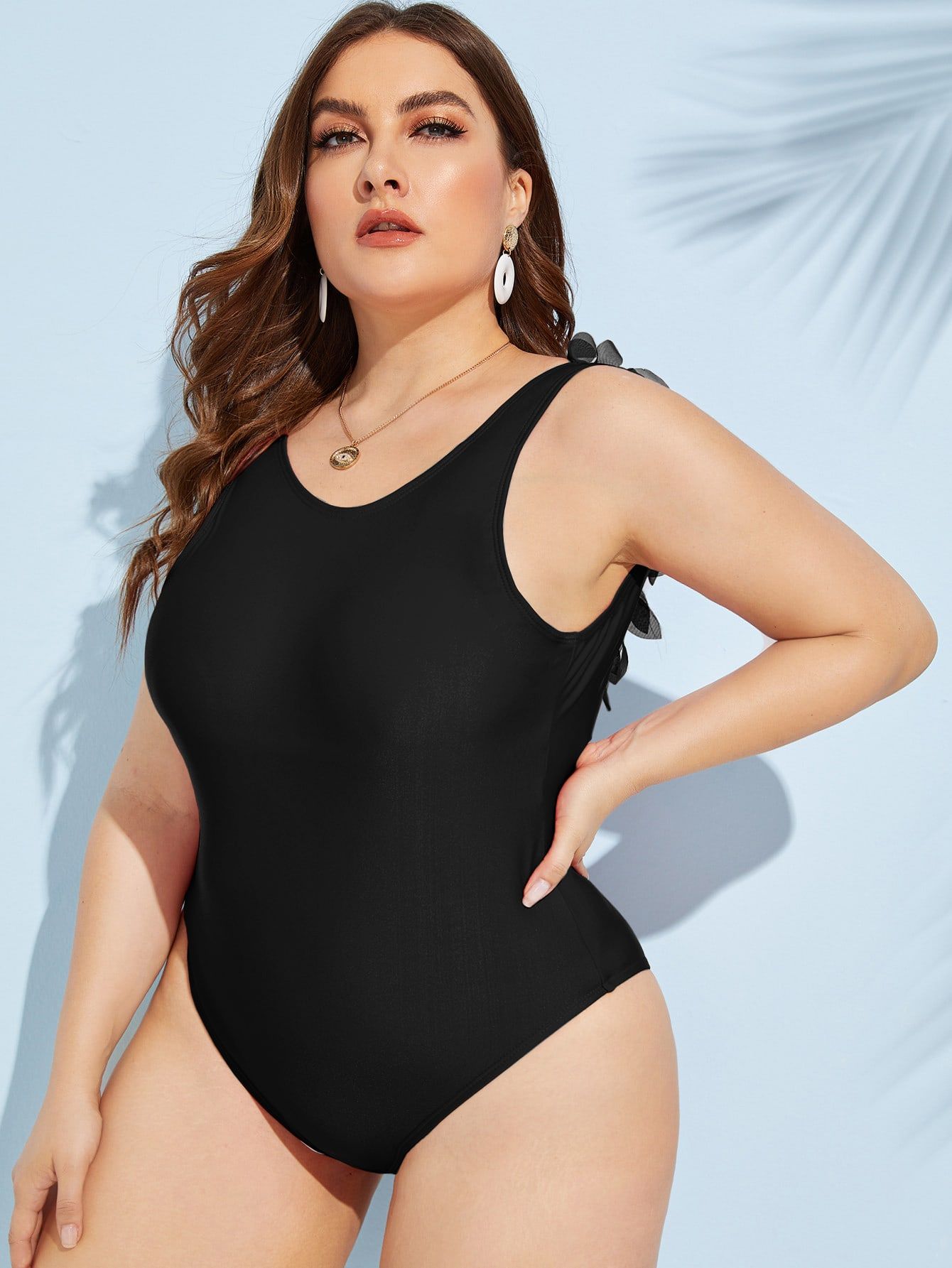 Plus Solid One Piece Swimsuit | SHEIN