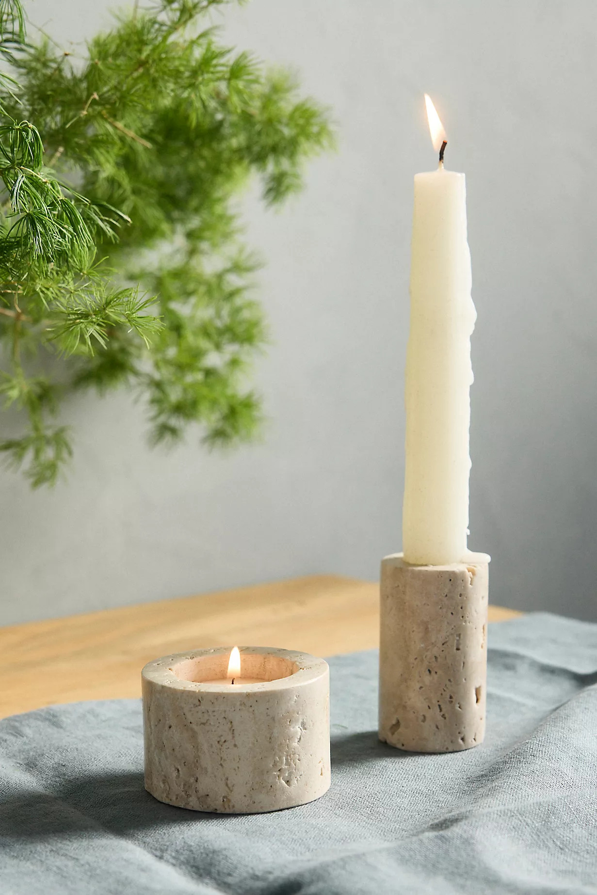 Minimalist Stone Votive, Travertine | Anthropologie (US)
