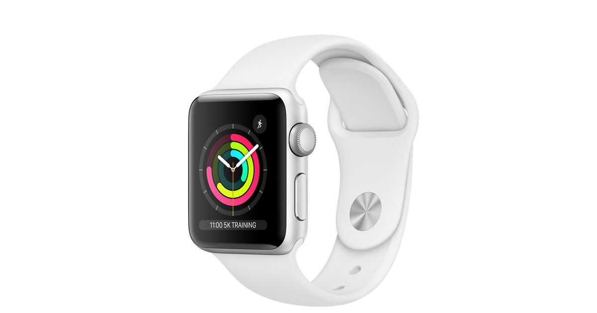 Apple Watch Series 3 GPS, 38mm Silver Aluminium Case with White Sport Band | Apple (UK)