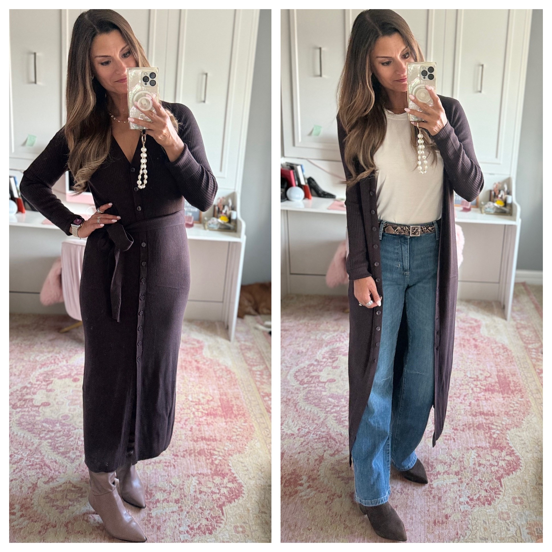 How to style a brown button dress/cardigan 

#LTKFindsUnder100 #LTKStyleTip