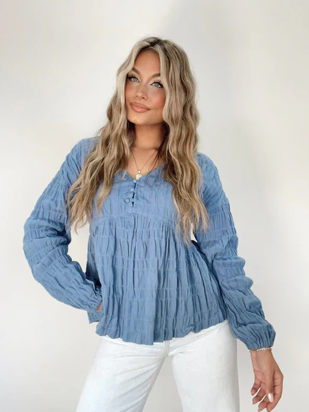 Blue Pretty Pleasant Top | Lane 201 Boutique