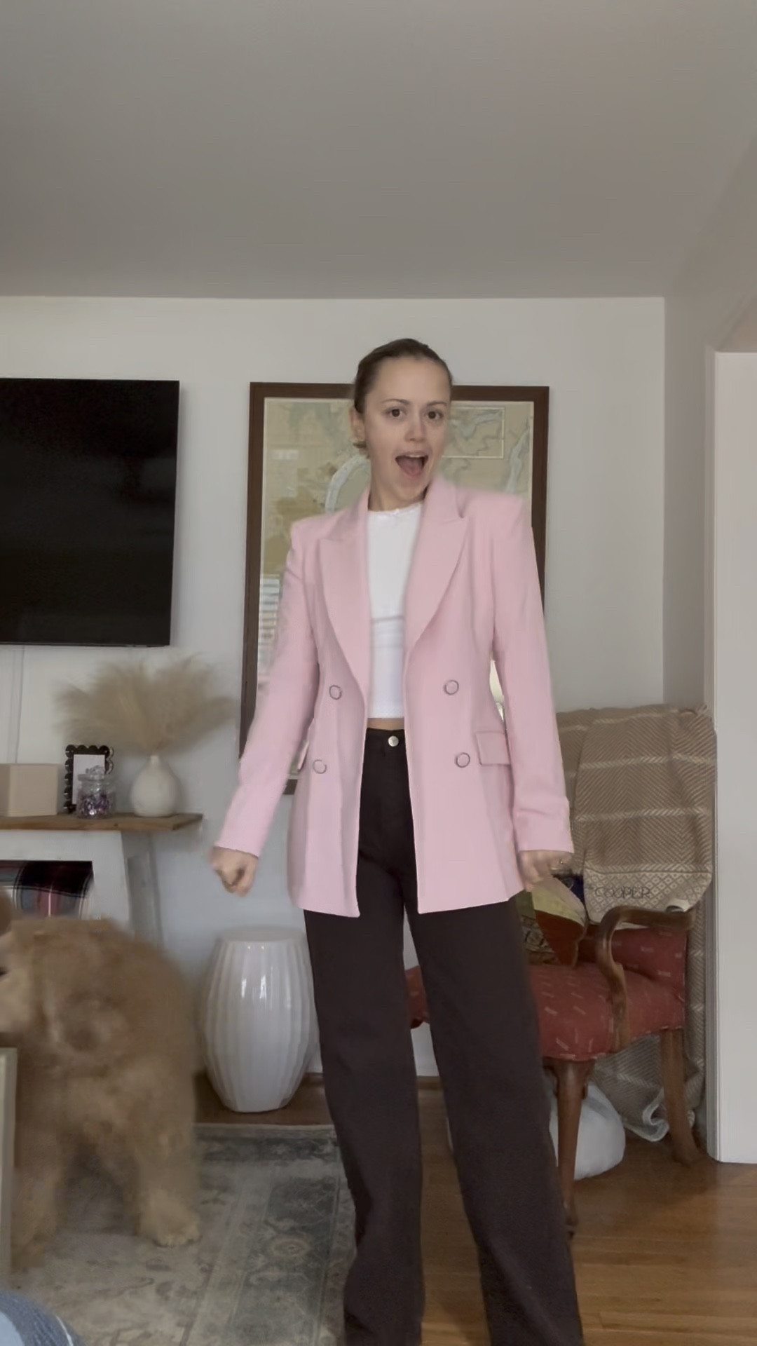 OOTD

Obsessed with this blazer from Zara and this top jeans shoe combo have been on repeat all so comfy!!

I’m wearing a 25 in the jeans, XS/S in the top, 7 in the heels, and XS in the blazer! All TTS!

https://www.zara.com/us/en/double-breasted-shoulder-pad-blazer-p02205597.html?v1=424938367

how do i tag Zara things?!! lmk 
link/title of blazer above

#LTKWorkwear #LTKStyleTip #LTKFindsUnder100