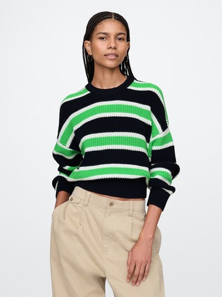 100% Cotton Shaker-Stitch Crewneck Sweater | Gap (US)