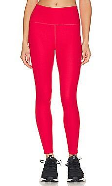Beyond Yoga Powerbeyond Strive High Waisted Midi Legging in Retro Red from Revolve.com | Revolve Clothing (Global)