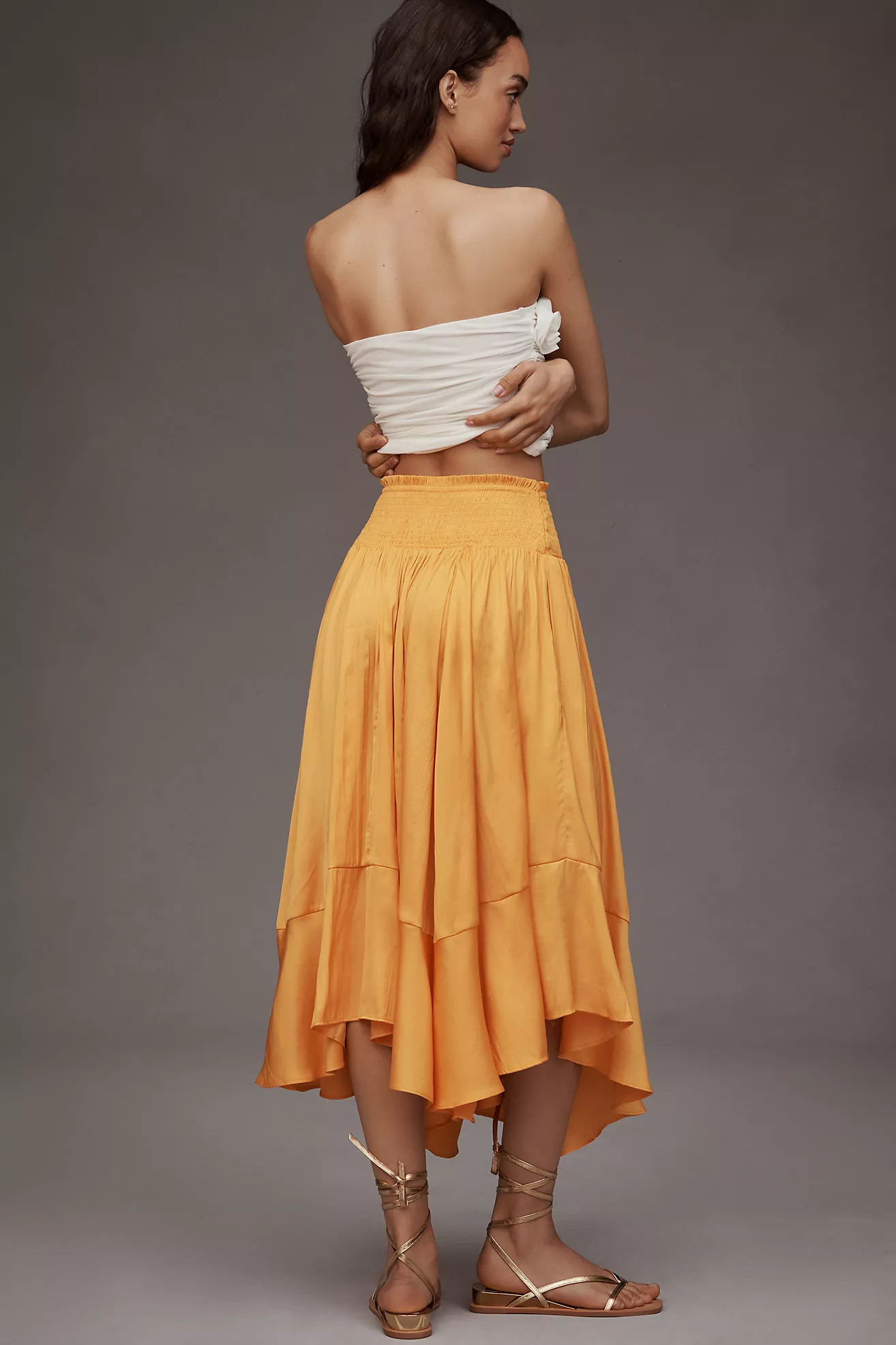 By Anthropologie Smocked-Waist Asymmetrical Skirt | Anthropologie (US)