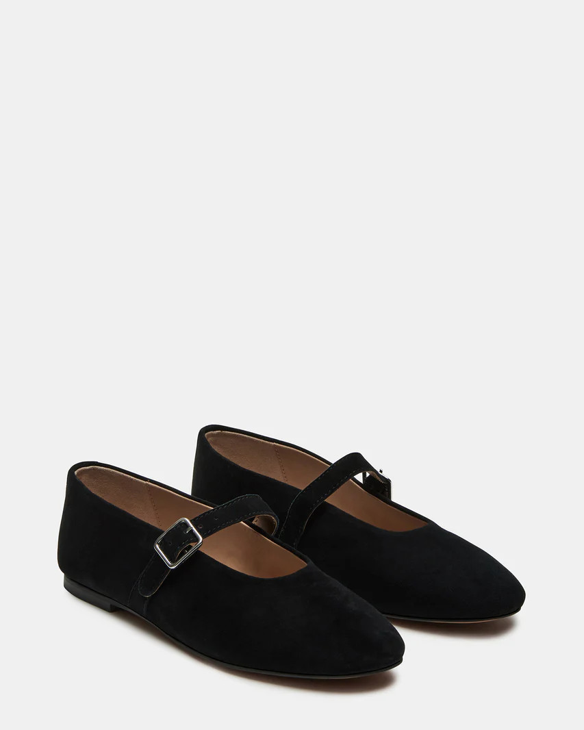 DREAMING Black Suede Mary Jane | Women's Flats | Steve Madden (US)