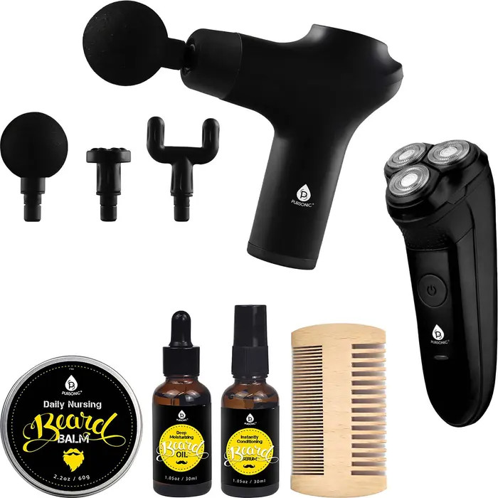 The Ultimate Men's Grooming & Relaxation Bundle Beard Care, Electric Shaver, and Massage Gun | Nordstrom