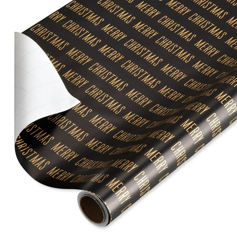 American Greetings 30" Black Christmas Wrapping Paper, Merry Christmas with Cutlines (100 Sq. ft.... | Walmart (US)