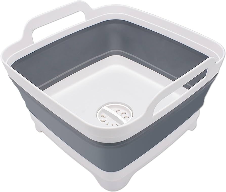 2.4 Gal(9L) Collapsible Dish Basin with Drain Plug, Space Saving Outdoor Multiuse Foldable Sink T... | Amazon (US)