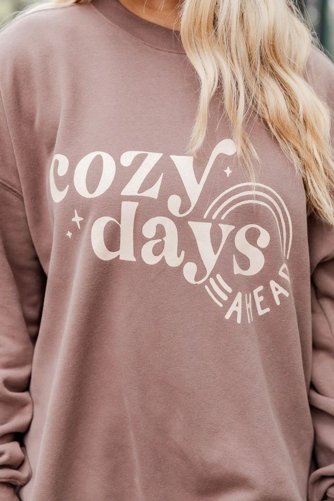 Cozy Days Ahead Mocha Oversized Graphic Sweatshirt | Pink Lily