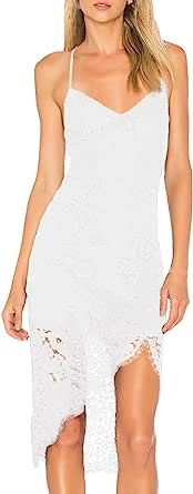 AOOKSMERY Women Summer V-Neck Spaghetti Straps Lace Backless Party Dress High Low Cocktail Bodyco... | Amazon (US)