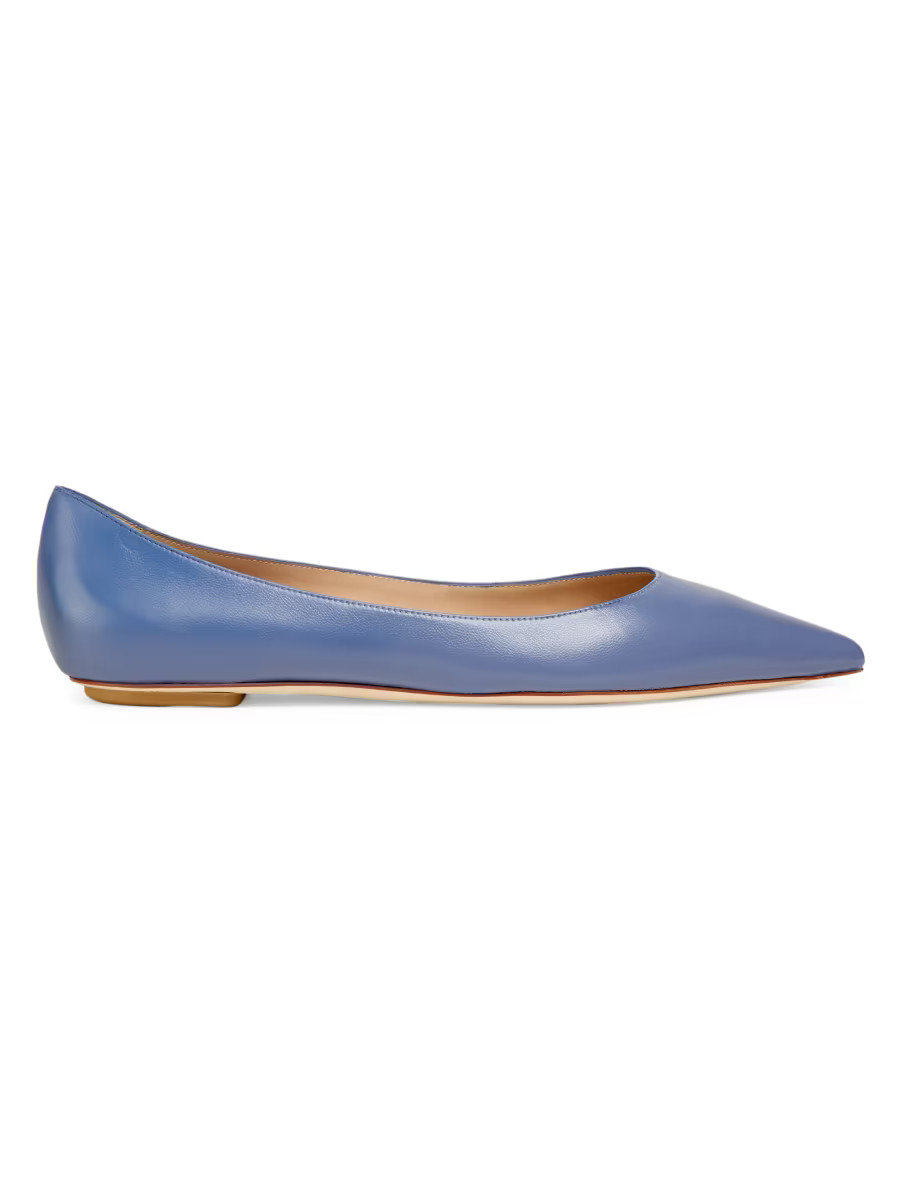 Stuart Weitzman Emilia Pointed-Toe Leather Ballet Flats | Saks Fifth Avenue (CA)