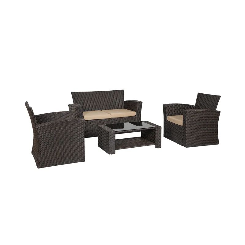 Alfonso 4 Piece Rattan Sofa Seating Group with Cushions | Wayfair North America