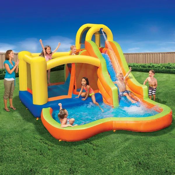 Banzai Sun 'N Splash Fun Kids Inflatable Bounce House & Water Slide Splash Park | Wayfair North America