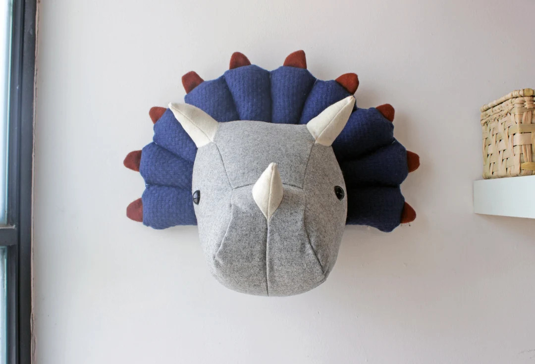 Triceratops Head, Wall Decor, Faux Taxidermy Trophy, Baby Gift, Child Kids Room Deco, Nursery, St... | Etsy (US)