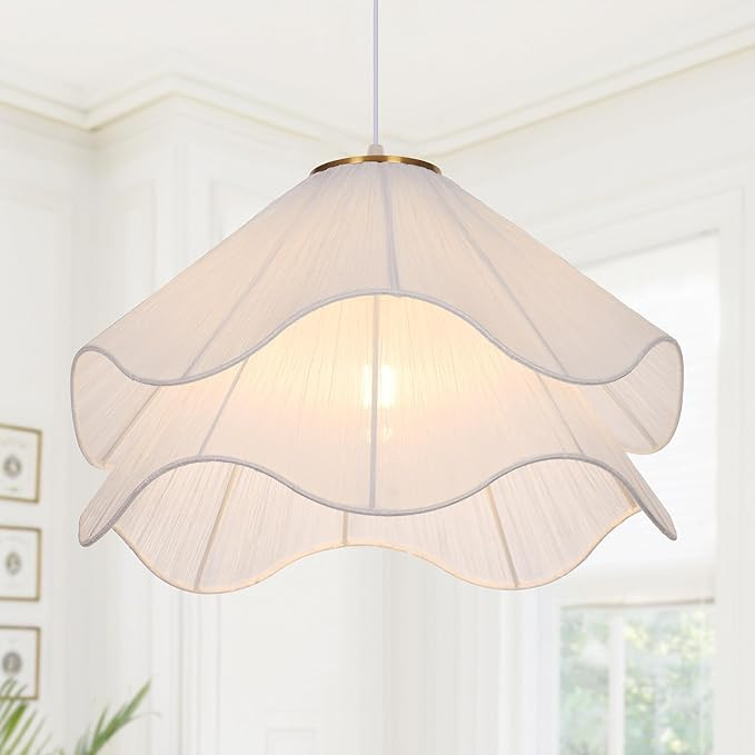 15.7" Pendant Lights Kitchen Island, 1-Light Flower Chandelier Modern Petal Fabric Ceiling Hangin... | Amazon (US)