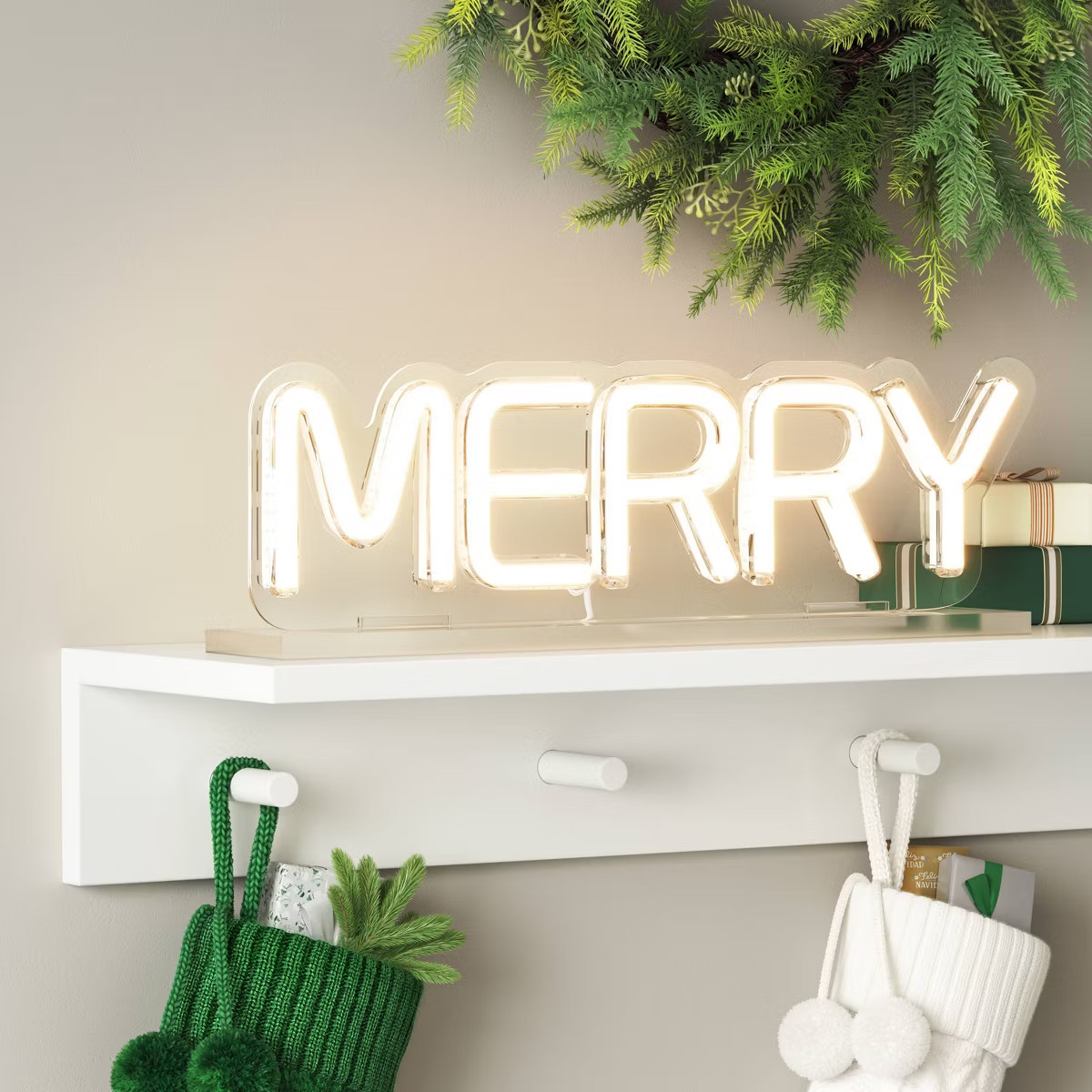 12.8"x3.75" Christmas Merry Neon Acrylic Stand USB Powered - Wondershop™ | Target