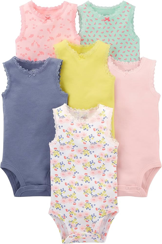 Simple Joys by Carter's baby-girls 6-pack Short-sleeve Bodysuit | Amazon (US)