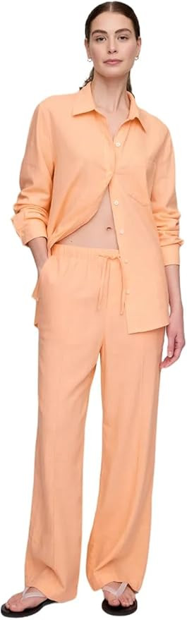 Gap Womens Wide Leg Linen Pull on Pant | Amazon (US)